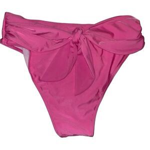 Pink High Waist Bow Tie Bikini Bottom Swimsuit Sexy Trendy